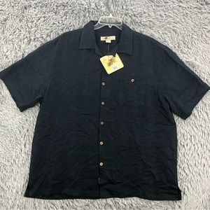 Joe Marlin Shirt Mens XXL NWT Black Button Up Palm Tree  Embroidered